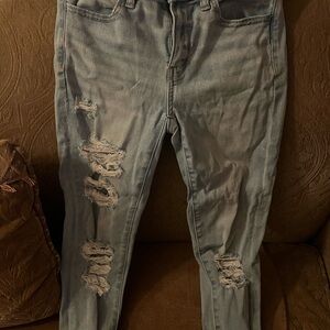 American Eagle Outfitters Light Blue Distressed Skinny Jeans